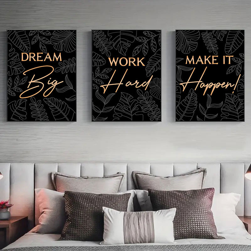 Home Office Room Inspiration - Citações inspiradoras modernas arte em tela