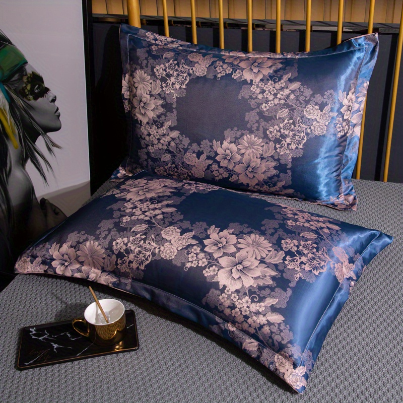 Home Office Guest Room - 2 fronhas luxuosas de cetim jacquard,