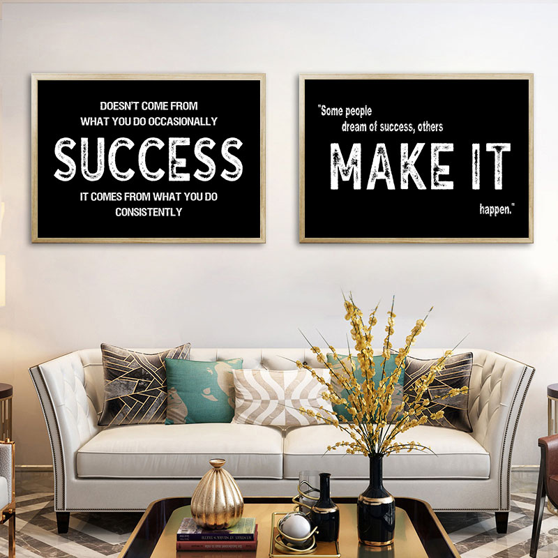 Home Office Room Inspiration - Arte em tela inspiradora preta moderna,