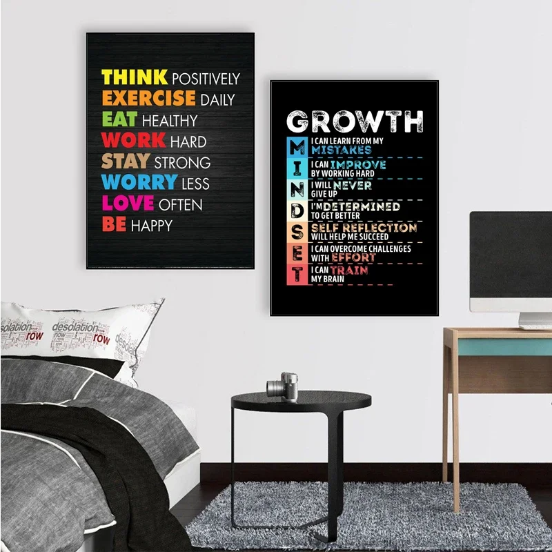 Home Office Room Inspiration - Sucesso Motivacional Citações Pintura Em Lona,