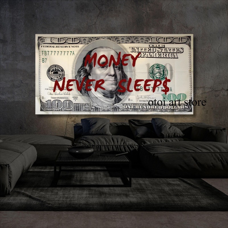Home Office Room Inspiration - Dinheiro nunca dorme inspirador 100 bill