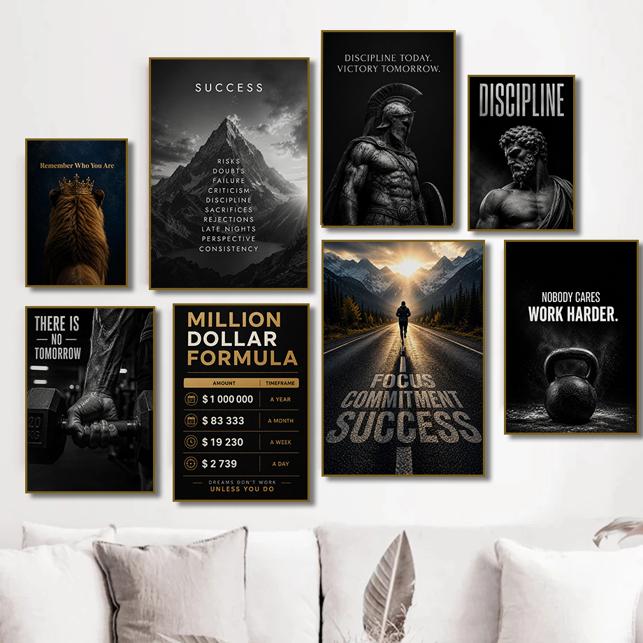 Home Office Room Inspiration - Pôster Motivacional Moderno de Sucesso no